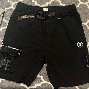 Bape Black Athletic Men's Shorts with Camouflage Accents